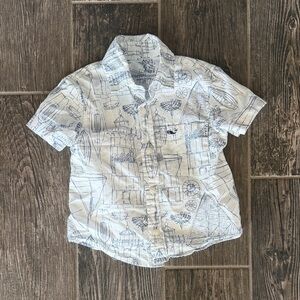Vineyard Vines White Short-Sleeve Nautical Print Button-Down Shirt
